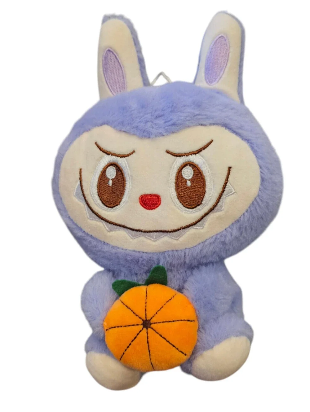 Labubu Plush Stuffed Animal Purple Holding Orange